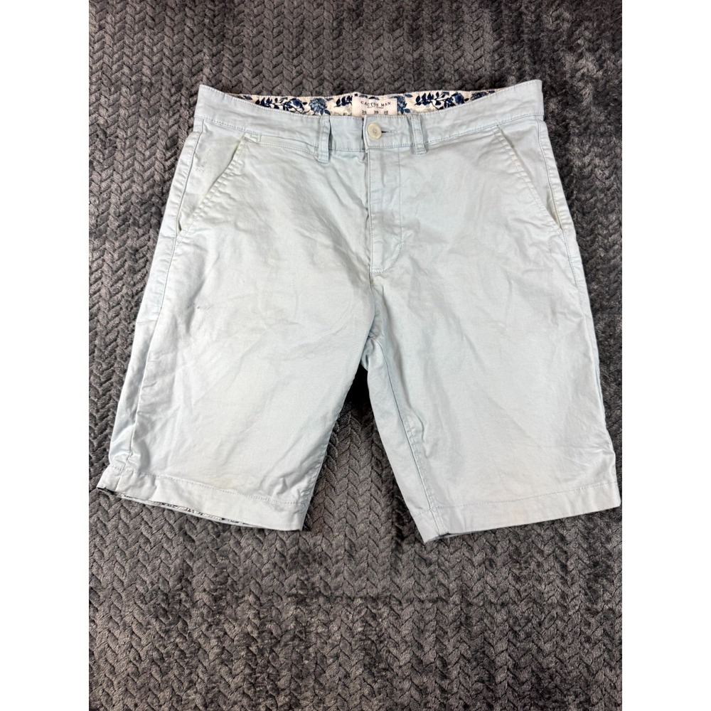 Cactus Man Ricky Singh Chino Shorts Men 30 Blue Cotton Stretch Mid Rise Tropical